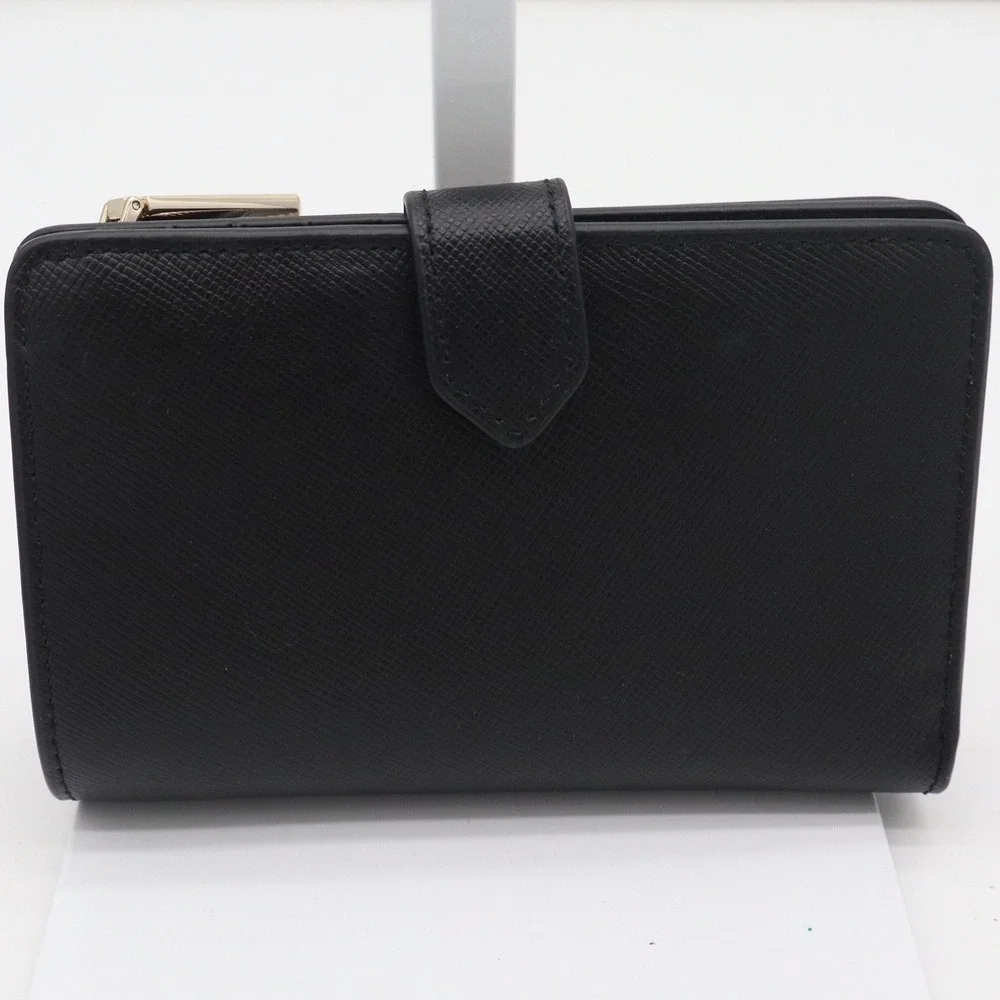 Kate Spade Staci Black Saffiano Leather Medium Bifold Wallet New